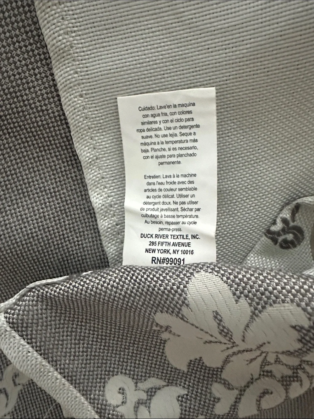 Duck River Textiles Luxurious De Luxe Gray Damask Grommet Curtains 2 Panel Set